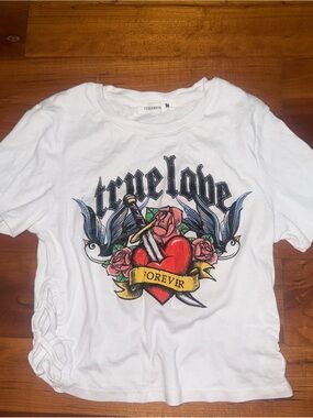 Rare UK only,Terranova True Love Forever Graphic White Baby Tee